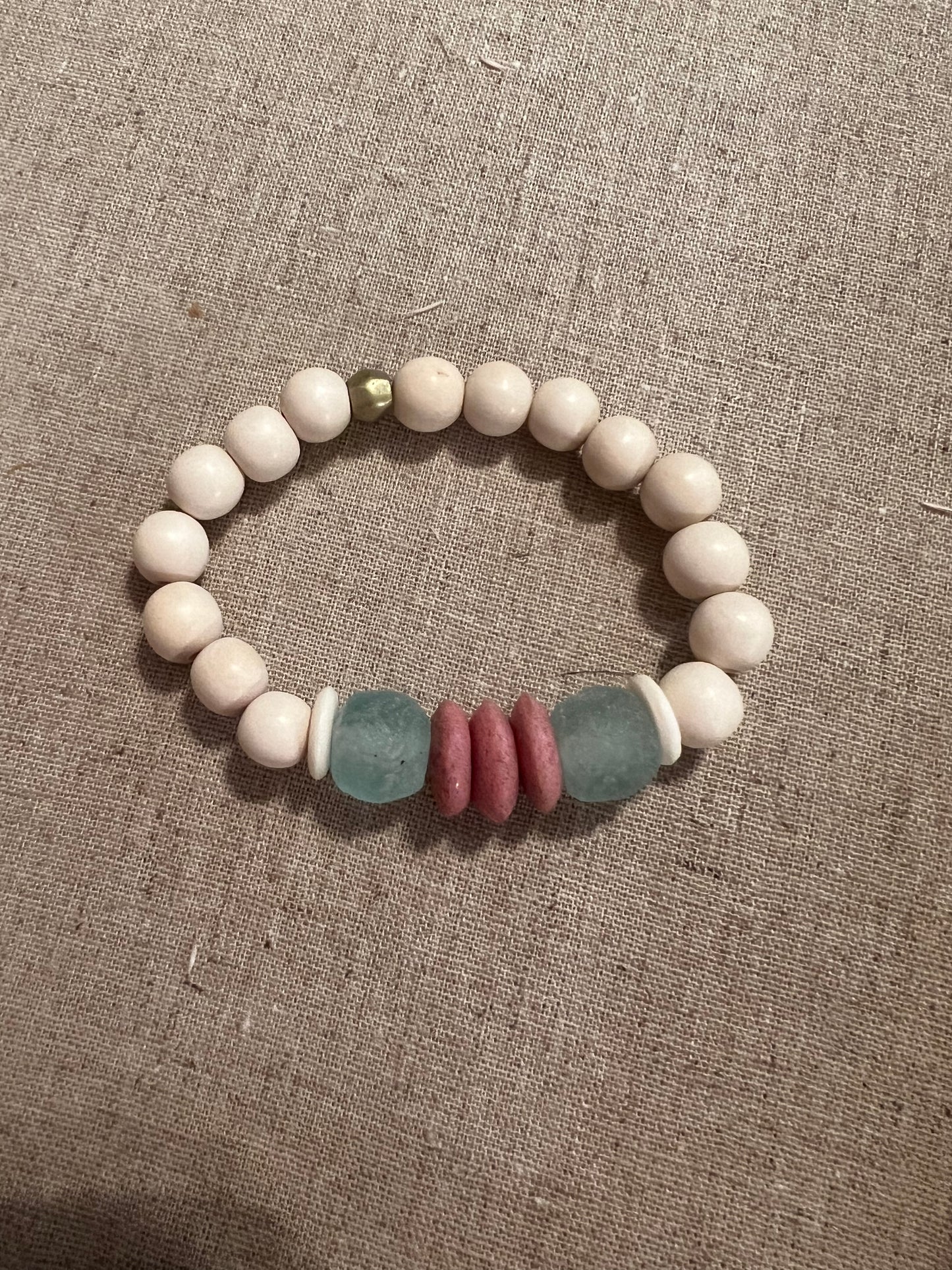 Pink/Blue Bead Bracelet