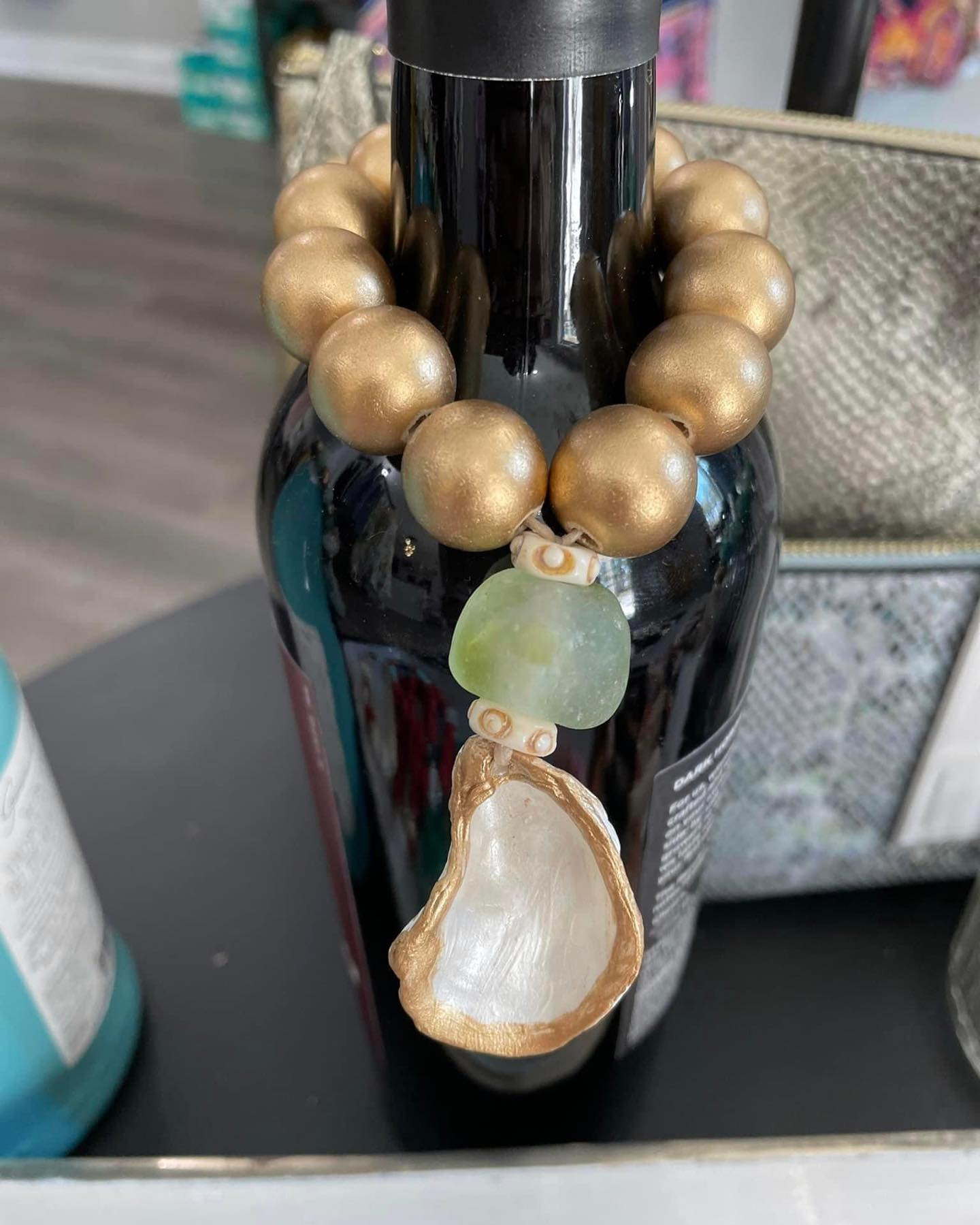 Decoupage & Painted Oyster Wine Charms