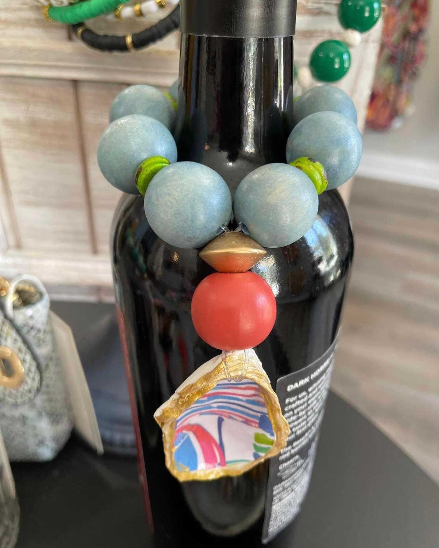 Decoupage & Painted Oyster Wine Charms