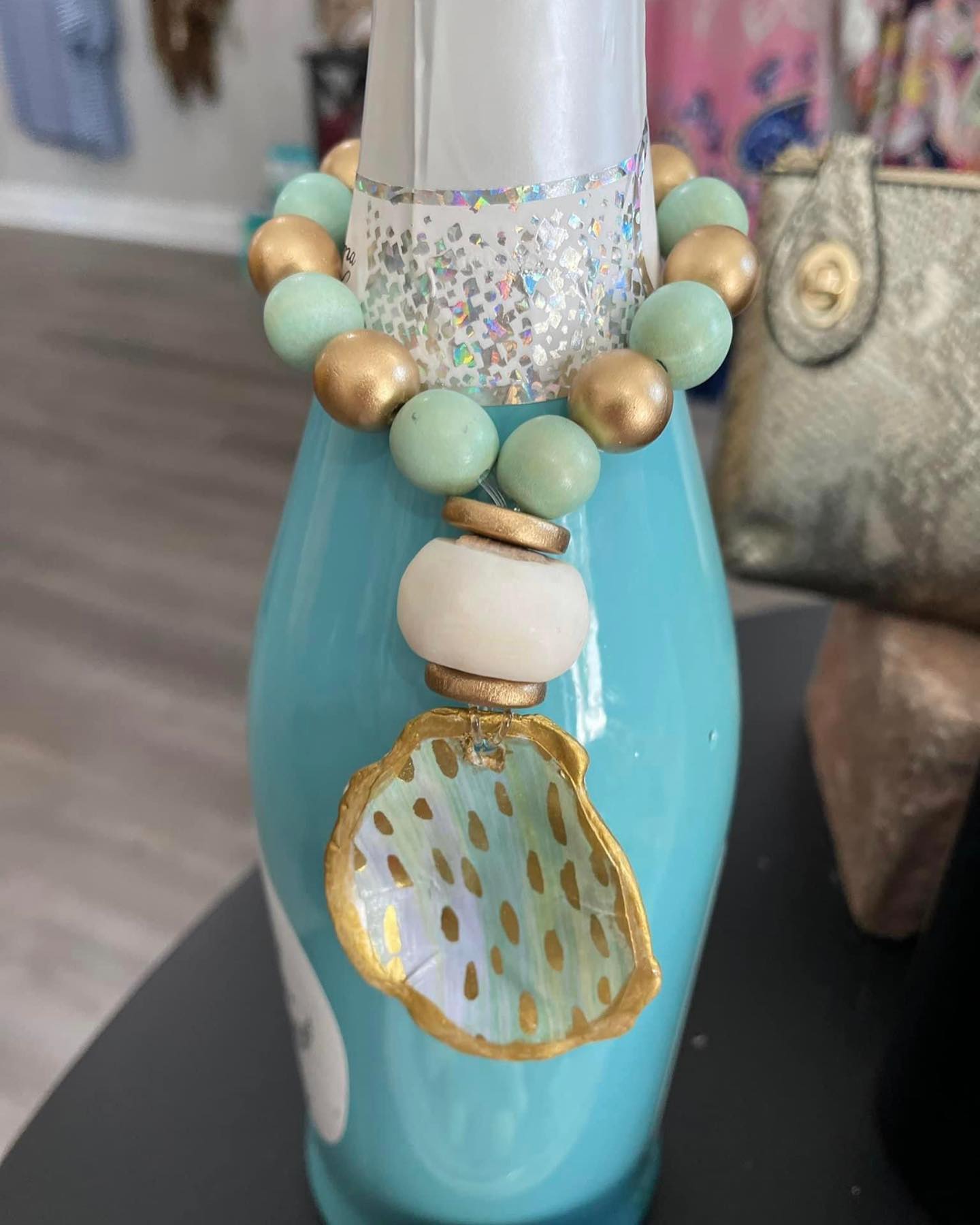 Decoupage & Painted Oyster Wine Charms