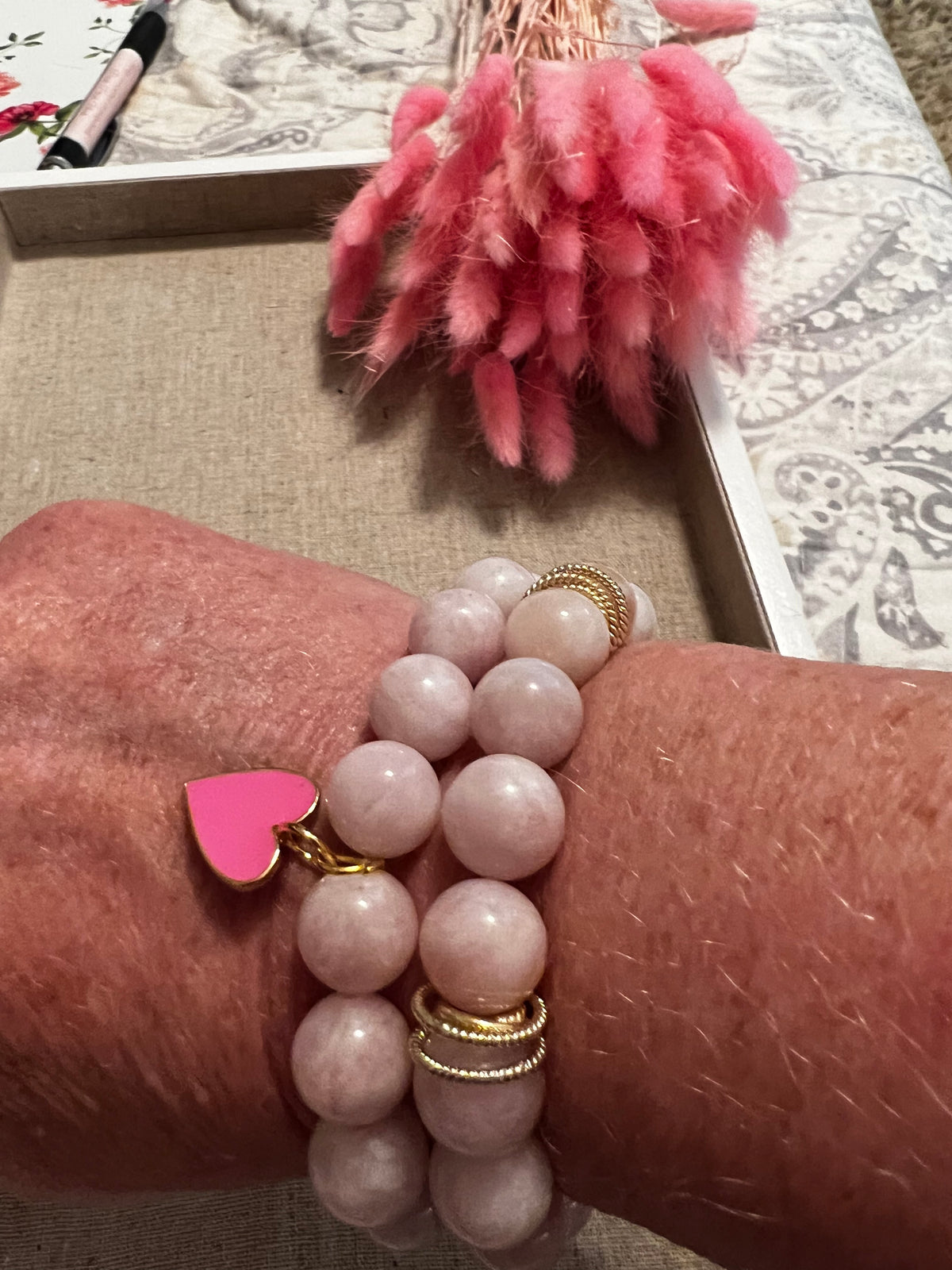 Pink Heart Bracelet Set